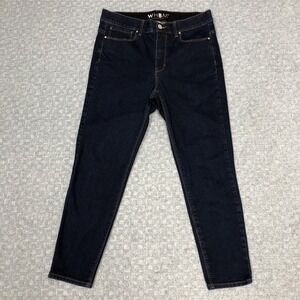 White House Black Market Jeans Womens 8 Blue Dark Wash Skinny Crop Stretch Denim